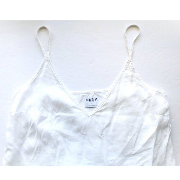 esby apparel Harriette Tank / Small / White Linen Loose Small Batch V-Neck - Picture 6 of 8